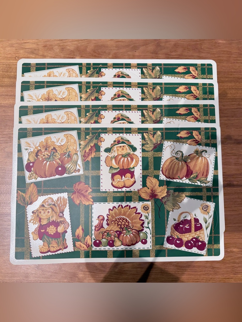 Vintage Elrene Bountiful Harvest Fall Vinyl Placemats Set of 4 17x11